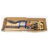 BOX WITH 3 SOLDERING TORCHES, 3 PIPE CUTTERS,