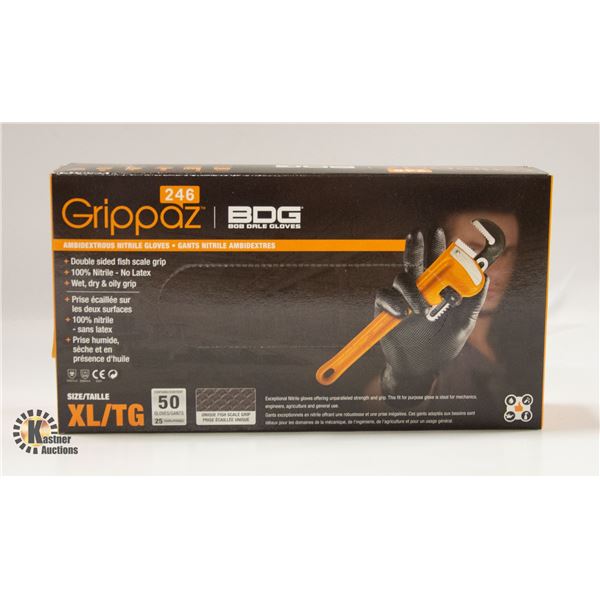 GRIPPAZ BDG DISPOSABLE GLOVES SIZE XL 50PCS