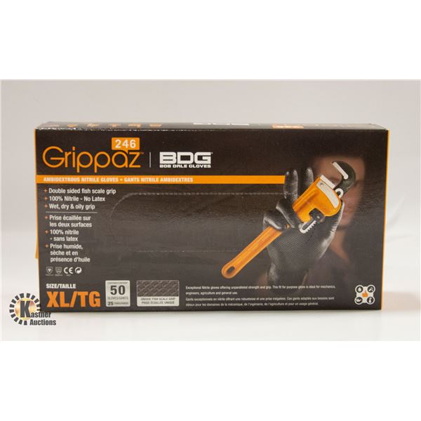 GRIPPAZ BDG DISPOSABLE GLOVES SIZE XL 50PCS