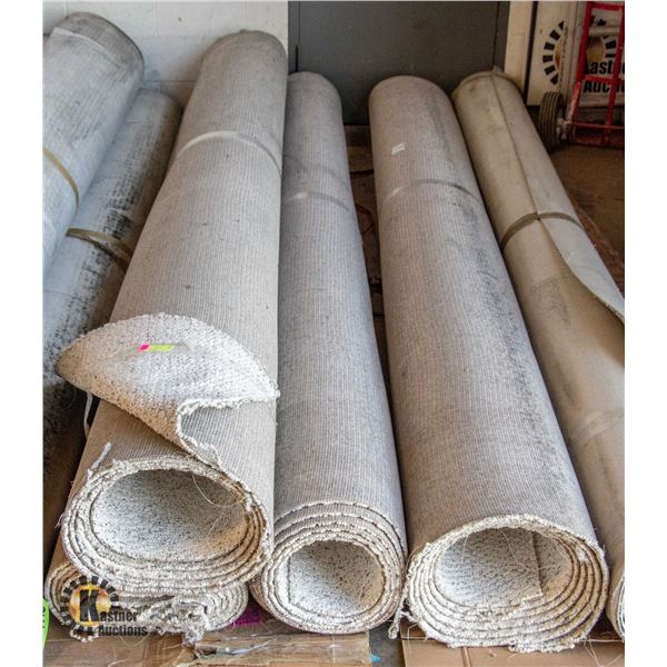 4 ROLLS OF 16FT & 17FT WHITE BERBER CARPET