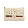 Image 1 : Gucci Beige Leather Logo Print Clutch