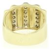 Image 5 : Italian 14K Solid Yellow Gold.35 ctw G VS Diamond Vertical Grooved Wide Band Rin