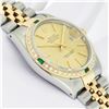 Image 3 : Rolex Mens Two Tone Champagne Index And Diamond Emerald Datejust 36MM