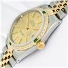 Image 4 : Rolex Mens Two Tone Champagne Index And Diamond Emerald Datejust 36MM