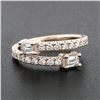 Image 2 : New 14k Rose Gold Emerald Cut & Round Diamond Moi et Toi Bypass Stack Band Ring