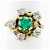 Image 2 : Vintage 18k Yellow Gold Round GIA RARE UNTREATED Emerald Solitaire Diamond Ring