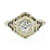 Image 4 : Antique Art Deco 14k White Gold Filigree 0.54 ctw European Diamond Solitaire Rin