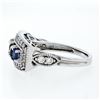 Image 5 : NEW 14K White Gold 2.07 ctw Round Sapphire & Diamond Milgrain Etched Band Ring