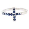 Image 1 : NEW 14k White Gold 0.25 ctw Round Cut Rich Blue Sapphire Curved Cross Band Ring