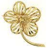 Image 3 : Vintage 14k Yellow Gold Brushed Flower Pin Brooch w/ Blood Red Rubies & Diamonds