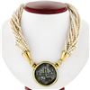 Image 1 : Vintage 18k Gold 16 Strand Pearl Necklace Spanish Piece of Eight Coin Pendant