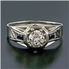 Image 2 : Antique Art Deco Mens 14K White Gold .90 ctw European Diamond Sapphire Etched Ri