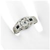 Image 3 : Antique Art Deco Mens 14K White Gold .90 ctw European Diamond Sapphire Etched Ri