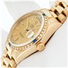 Image 8 : Rolex Mens 18K Yellow Gold Day Date President Champagne Index & Diamond Sapphire