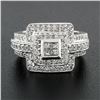 Image 2 : 18k White Gold 1.20 ctw Round & Princess Cut Diamond Tiered Square Cluster Ring