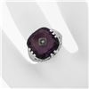 Image 3 : Antique Art Deco 14K White Gold Custom Cut Amethyst Diamond Etched Filigree Ring