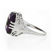 Image 5 : Antique Art Deco 14K White Gold Custom Cut Amethyst Diamond Etched Filigree Ring
