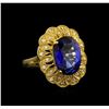 Image 1 : 14KT Yellow Gold 7.38 ctw Tanzanite and Diamond Ring