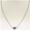 Image 3 : NEW 18K W Gold 16" 1.23 ctw GIA Bluish Green Sapphire & Diamond Pendant Necklace