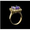 Image 4 : 14KT Yellow Gold 5.15 ctw Tanzanite and Diamond Ring