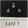 Image 1 : Ruby & Diamond Pendant & Earrings (missing earring wires)