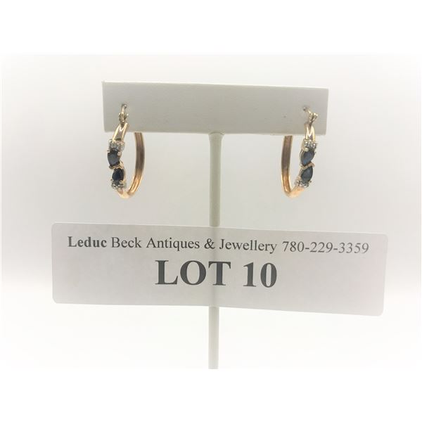 Sapphire & Melee Hoop Earrings