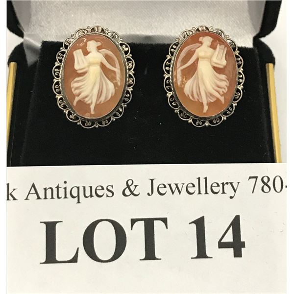 Lovely Vintage Silver Cameo Earrings