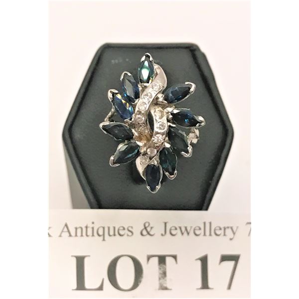 Gorgeous Sapphire & Melee Diamond Dinner Ring