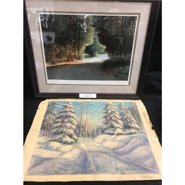 Winter's Snow & Darwin Falls by Jeffrey Webster & Framed Path to the Meadow by Ken Danby