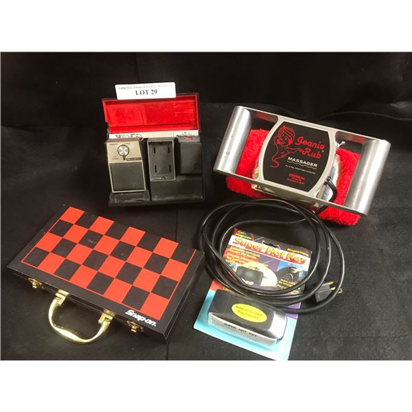 Vintage Remington Electric Shaver, Jeanie Rub Massager, Super Hot Key & Checkers Board Game