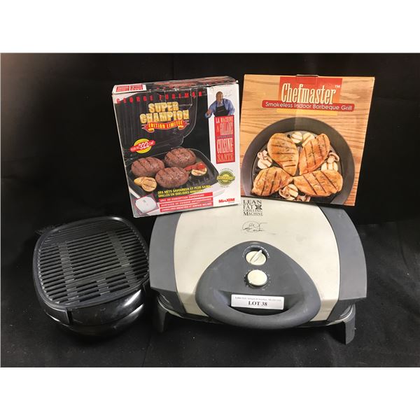 George Foreman Lean Fat Grilling Machine, Chefmaster Smokeless Indoor BBQ, Super Champion Ltd Editio