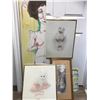 Image 1 : 2 Framed Kitten Posters by Harrison, Abstract Nude Painting, Original Water Colour Street Painting &