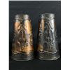 Image 2 : Hard To Find! Pair Of Antique British Naval Copper Tin Flower Vases By Lidsby Hudson Scott & Sons En