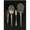 Image 1 : Antique George IV English 4 Pc Sterling Silver Vanity Grooming Set - No Mono