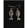 Image 1 : Tested & Marked .925 Sterling Vintage Pierced Fish Dangle Earrings 1 3/4" Long