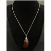 Image 1 : Marked & Tested .925 Sterling 18" Chain & 1 1/2" Amber Necklace With Sterling Bale