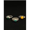 Image 1 : All 3 Marked & Tested .925 Sterling Sizes 6.5, 7.75 & 8 Turquoise, Yellow & Green Caba