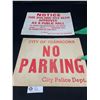 Image 2 : 2 Vintage Cardboard Signs, North Battleford Fire Dept 14"W x 10"T. No Parking City Of Transcona, 2 R