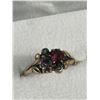 Image 2 : 9K Solid Gold Antique Ring w/2 Red Stones & 2 Seed Pearls