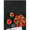 Image 2 : Gorgeous Vintage Red Stone Brooch & Earrings Set. Made In Austria