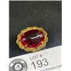 Image 2 : Vintage Ruby Red Glass Stone Brooch