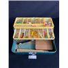 Image 1 : Vintage Tackle Box By Victor. Double Staking w/Contents. 13 1/4"W x 6"T x 6 1/2" D