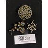 Image 1 : 3 Vintage Rhinestone Brooches & Pendant