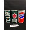 Image 1 : 3 Vintage Pop Cans-Red Leaf, Pepsi & 7-Up