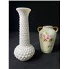 Image 2 : Vintage Hoosier Glass Vase, EB Brody Milk Glass Bud Vase & Signed Handpainted Floral Vase