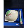 Image 2 : Vintage Carlton Ware England Dish with Knife in Box & English Porcelain Pedestal Cake Plate