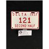 Image 1 : Vintage Mint Condition Delta 1957 Commercial License Plate, Low Number, Hard To Find