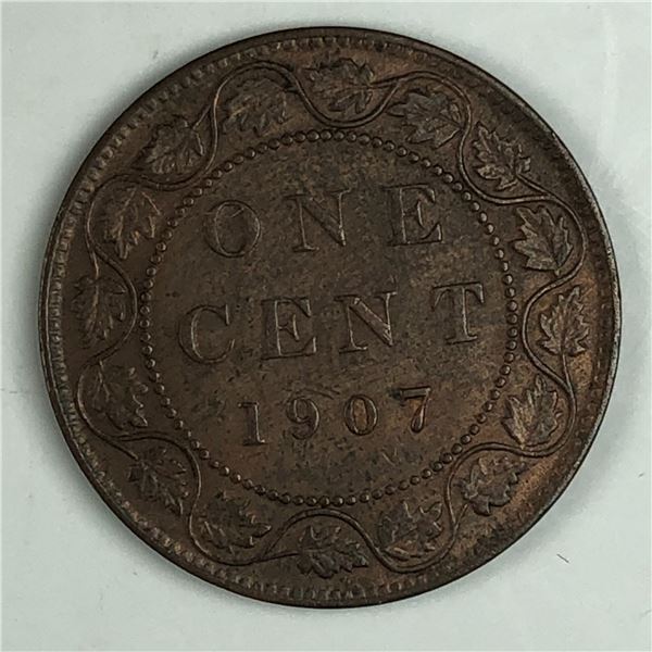 Canadian Large Cent 1907 AU+