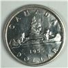Image 1 : 1955 Queen Elizabeth II Canadian Silver Dollar UNC Blast White FWL