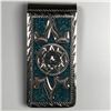Image 1 : Money Clip with Carved Silver Front Inlay Aztec Design